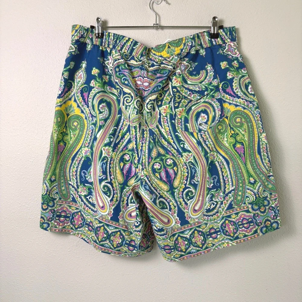 Polo Ralph Lauren Swim Trunks Mens XXL Blue Green Pink Paisley Board Shorts